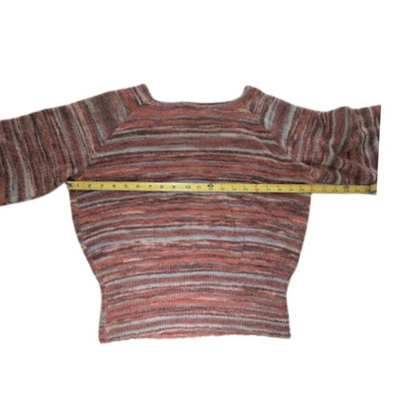 Willow & Root Striped Balloon Sleeve Sweater Multicolor Pullover V-Back *SZ M - Picture 2 of 11